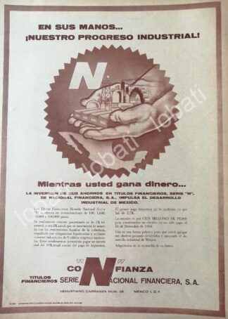 CARTEL ANTIGUO ORIGINAL DE INVERSIONES BANCO NACIONAL FINANCIERA 1964 /165