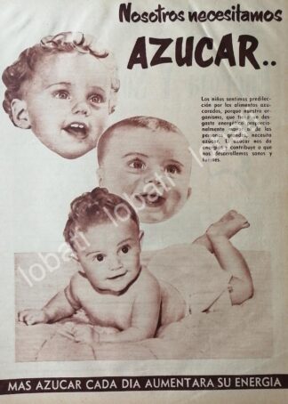 CARTEL ANTIGUO ORIGINAL DE CAMPAÑA NACIONAL DE CONSUMO DE AZUCAR 1955 / 399