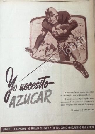 CARTEL ANTIGUO ORIGINAL DE CAMPAÑA NACIONAL DE CONSUMO DE AZUCAR 1955 / 389