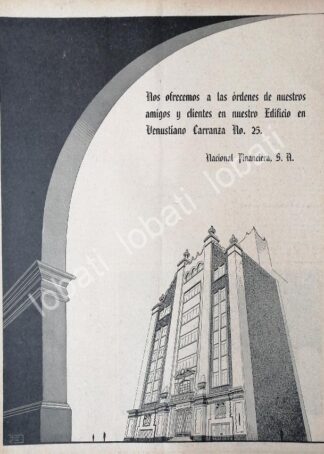 CARTEL ANTIGUO ORIGINAL DE BANCO. NACIONAL FINANCIERA Y SU NUEVO EDIFICIO 1946 /180