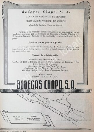 CARTEL ANTIGUO ORIGINAL DE TIENDA. BODEGAS CHOPO S.A (MONTE DE PIEDAD ) 1946 /498