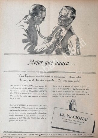 CARTEL ANTIGUO ORIGINAL DE COMPAÑIA DE SEGUROS LA NACIONAL 1945 /171