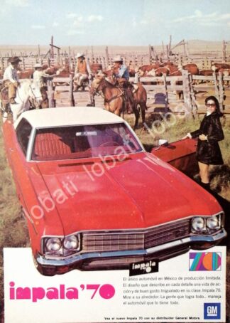 CARTEL ANTIGUO ORIGINAL DE MINI CARTEL AUTOS CHEVROLET IMPALA 1970 /574