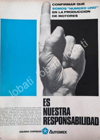 CARTEL ANTIGUO ORIGINAL DE PLANTA DE AUTOS CHRYSLER AUTOMEX S.A 1968 /578