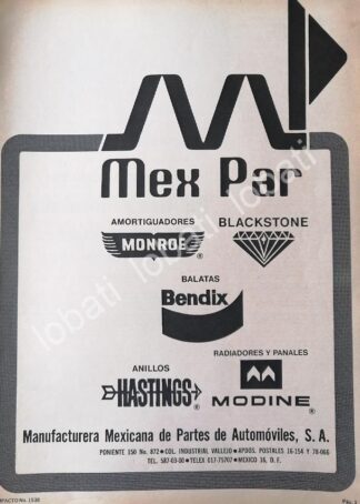 CARTEL ANTIGUO ORIGINAL DE MEXPAR S.A 1979 /576 MUY RARO