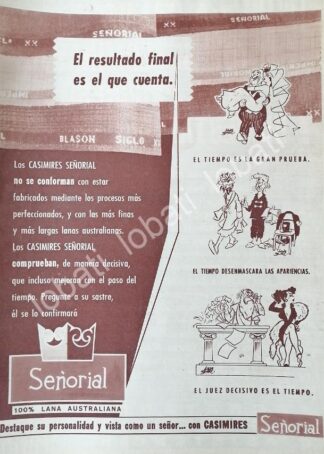 CARTEL ANTIGUO ORIGINAL DE TELAS, CASIMIRES SEÑORIAL, DIBUJO DE ARIAS BERNAL 1956 /567