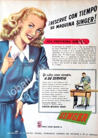 CARTEL ANTIGUO ORIGINAL DE DE MAQUINAS DE COSER SINGER 1946 /244