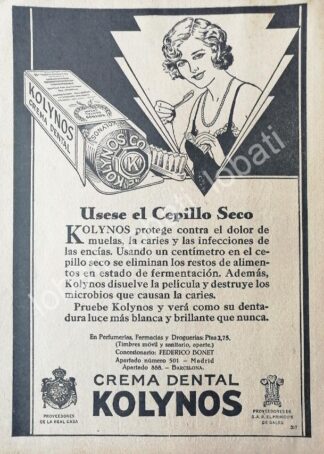CARTEL ANTIGUO ORIGINAL DE CREMA DENTAL KOLYNOS 1930s /No55