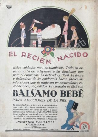 CARTEL ANTIGUO ORIGINAL DE CREMA BALSAMO BEBE 1930s /No54