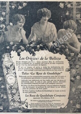 CARTEL ANTIGUO ORIGINAL DE TALCO LA ROSA DE GUADALUPE 1922 /No47 SUPER RARO