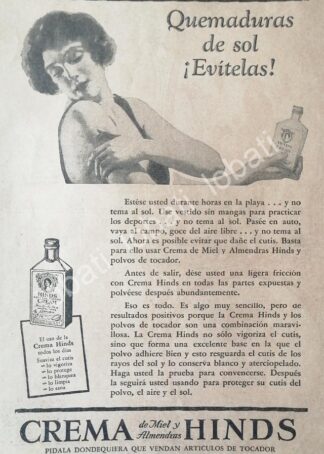 CARTEL ANTIGUO ORIGINAL DE CREMA HINDS 1930 /No46