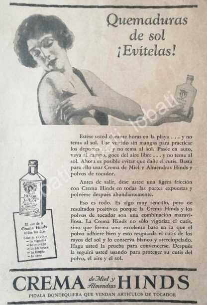 CARTEL ANTIGUO ORIGINAL DE CREMA HINDS 1930 /No46