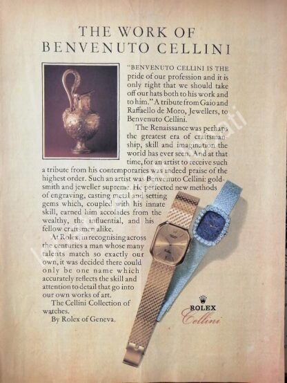 CARTEL ANTIGUO ORIGINAL DE RELOJES ROLEX CELLINI 1980s / 88