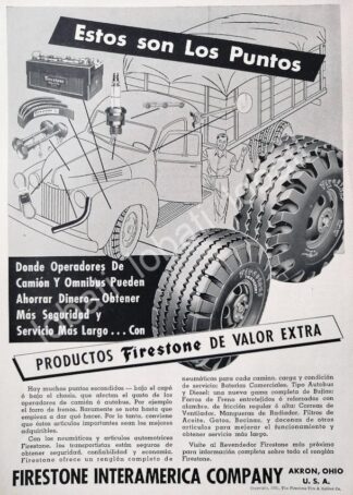 CARTEL ANTIGUO ORIGINAL DE LLANTAS FIRESTONE 1951 /128