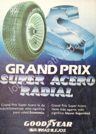 CARTEL ANTIGUO ORIGINAL DE LLANTAS GOODYEAR GRAND PRIX 1970s /125