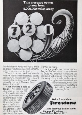 CARTEL ANTIGUO ORIGINAL DE LLANTAS FIRESTONE RADIAL 1977 /123