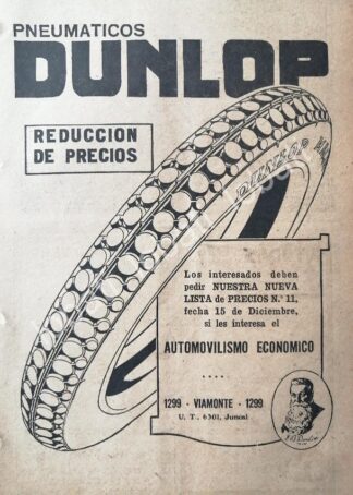 CARTEL ANTIGUO ORIGINAL DE LLANTAS DUNLOP 1926 /121