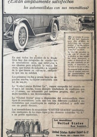 CARTEL ANTIGUO ORIGINAL DE LLANTAS U.S. RUBBER 1926 /120