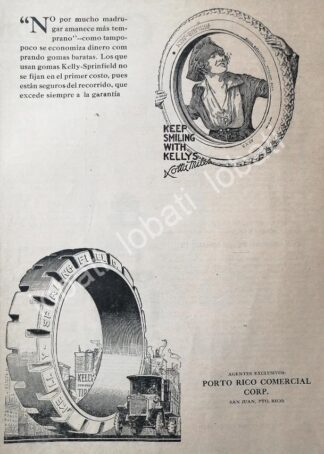 CARTEL ANTIGUO ORIGINAL DE LLANTAS KELLY SPRINGFIELD 1917 /119 SUPER RARO 10+