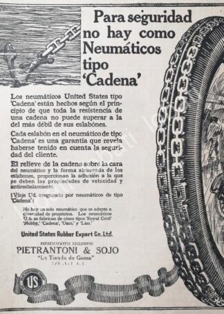 CARTEL ANTIGUO ORIGINAL DE LLANTAS U.S. RUBBER 1917 /117 SUPER RARO 10++