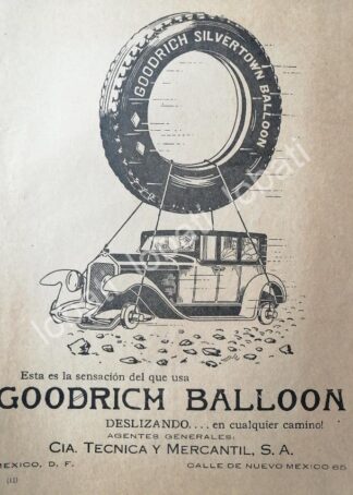 CARTEL ANTIGUO ORIGINAL DE LLANTAS GOODRICH BALOON 1926 /117 MUY RARO