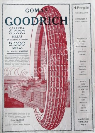 CARTEL ANTIGUO ORIGINAL DE DE LLANTAS GOODRICH 1920 /112 / MUY RARO