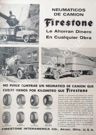 CARTEL ANTIGUO ORIGINAL DE CATEL VINTAGE DE LLANTAS FIRESTONE 1950s /108
