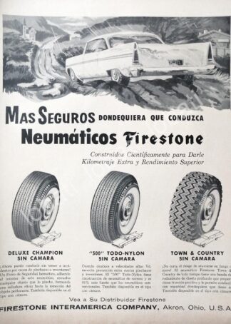 CARTEL ANTIGUO ORIGINAL DE CATEL VINTAGE DE LLANTAS FIRESTONE 1960s /107