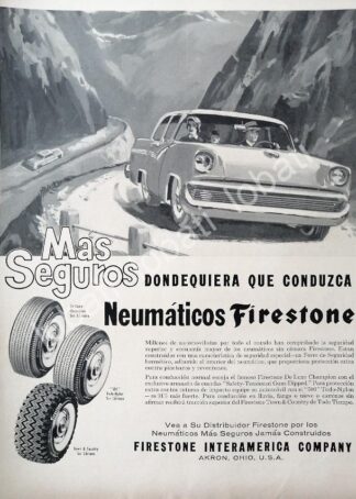 CARTEL ANTIGUO ORIGINAL DE CATEL VINTAGE DE LLANTAS FIRESTONE 1960s /106