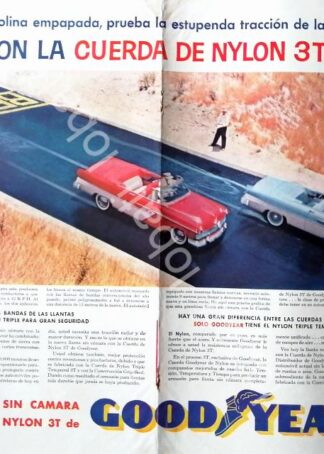CARTEL ANTIGUO ORIGINAL DE LLANTAS GOODYEAR SIN CAMARA 3T 1956 /100