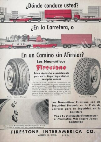 CARTEL ANTIGUO ORIGINAL DE DE LLANTAS FIRESTONE 1965s /N90