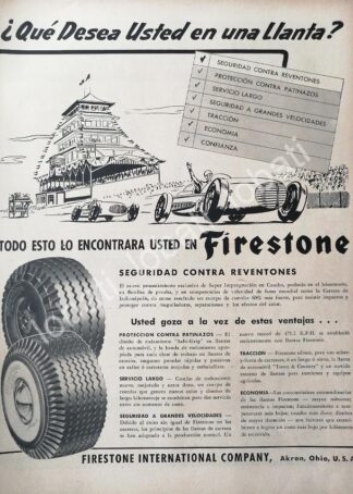 CARTEL ANTIGUO ORIGINAL DE DE LLANTAS FIRESTONE 1960 /N89