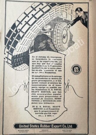 CARTEL ANTIGUO ORIGINAL DE LLANTAS U.S. RUBBER 1920s /N77