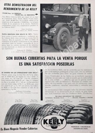 CARTEL ANTIGUO ORIGINAL DE LLANTAS KELLY SPRINGFIELD 1952 /N75