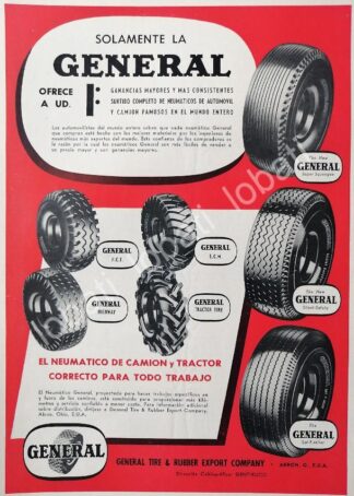 CARTEL ANTIGUO ORIGINAL DE LLANTAS DE CAMION, GENERAL TIRE & RUBER 1952 /N73