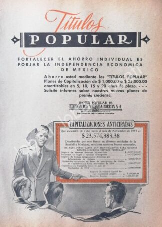 CARTEL ANTIGUO ORIGINAL DE BANCO PUPULAR DE EDIFICACION. MONTERREY 1950 /218
