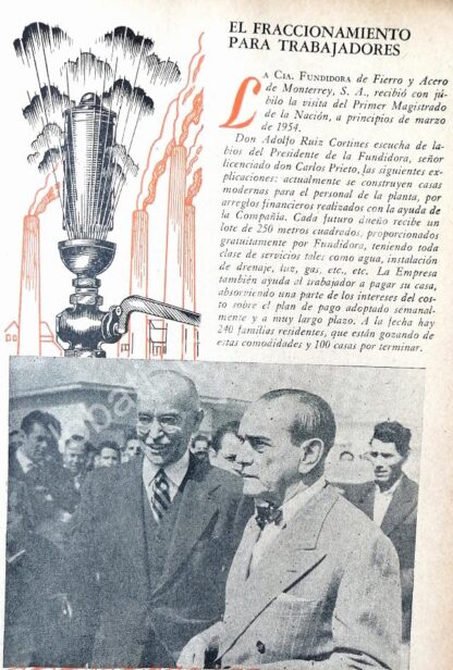 CARTEL ANTIGUO ORIGINAL DE EL PRESIDENTE RUIZ CORTINES EN LA FUNDIDORA MONTERREY 1955 - Image 6
