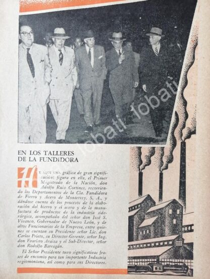 CARTEL ANTIGUO ORIGINAL DE EL PRESIDENTE RUIZ CORTINES EN LA FUNDIDORA MONTERREY 1955 - Image 5