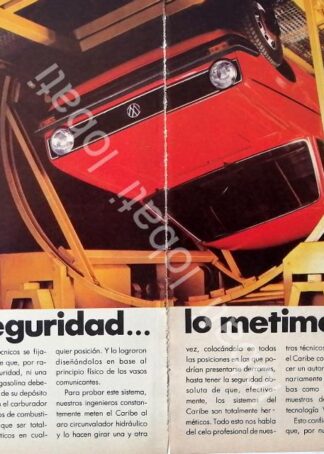 CARTEL ANTIGUO ORIGINAL DE AUTOS VOLKSWAGEN CARIBE 1979 /640