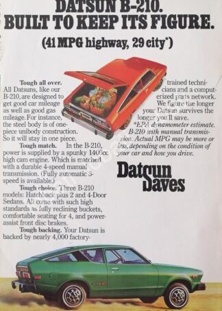CARTEL ANTIGUO ORIGINAL DE AUTOS NISSAN DATSUN B-210 1976 / 737 RARO
