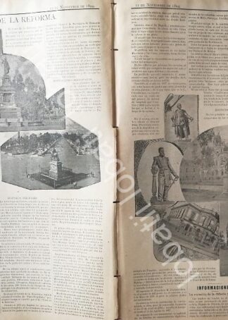 CARTEL ANTIGUO ORIGINAL DE EL PASEO DE LA REFORMA, MONUMENTOS Y CASAS 1894 / LDM