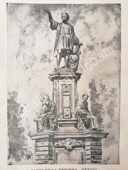 PORTADA ANTIGUA ORIGINAL  1894 MONUMENTO A COLON PASEO DE LA REFORMA / LDM - Image 2