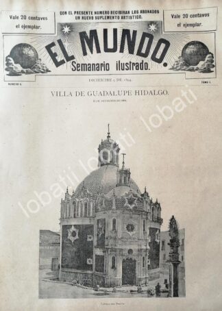 PORTADA ANTIGUA ORIGINAL  CAPILLA DEL POCITO, VILLA DE GUADALUPE DIC. 1894 /RLG