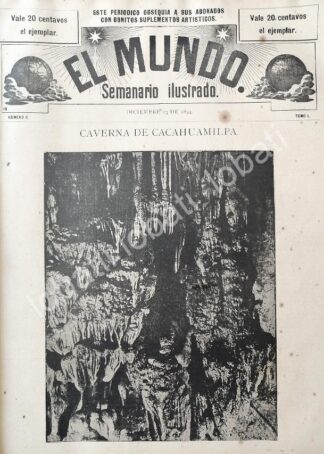 CARTEL ANTIGUO ORIGINAL DE LAS GRUTAS DE CACAHUAMILPA 1894 / LDM