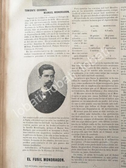 CARTEL ANTIGUO ORIGINAL DE EL CORONEL MANUEL MONDRAGON Y SU FUSIL 1894 Y MAS /MLT - Image 2