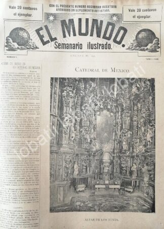 PORTADA ANTIGUA ORIGINAL  1895 CATEDRAL DE MEXICO, ALTAR DE LOS REYES / RLG