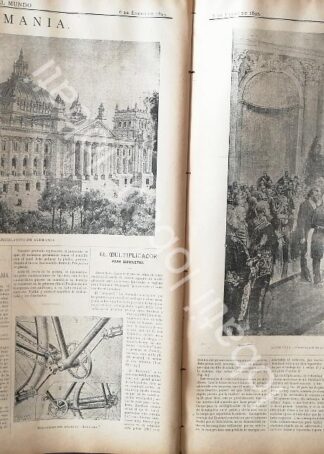 CARTEL ANTIGUO ORIGINAL DE INAUGURAN EL REICHSTAG EN ALEMANIA 1895./ EINWEIHUNG DES NEUEN REICHSTAGSGEBÄUDES