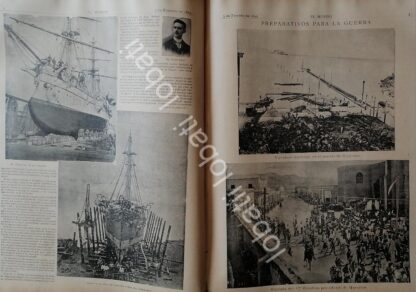 CARTEL ANTIGUO ORIGINAL DE BARCOS DE GUERRA EL DEMOCRATA Y EL ZARAGOZA EN SONORA 1895 / MLT - Image 2