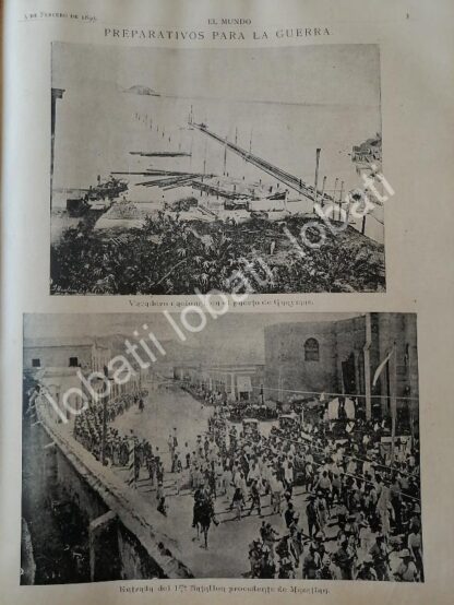 CARTEL ANTIGUO ORIGINAL DE BARCOS DE GUERRA EL DEMOCRATA Y EL ZARAGOZA EN SONORA 1895 / MLT - Image 4