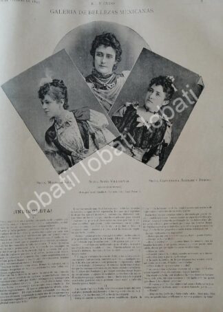 CARTEL ANTIGUO ORIGINAL DE CLEMENTINA AGUIRRE FIERRO Y MAS 1895 FOTO DE EMILIO G. LOBATO / ASM